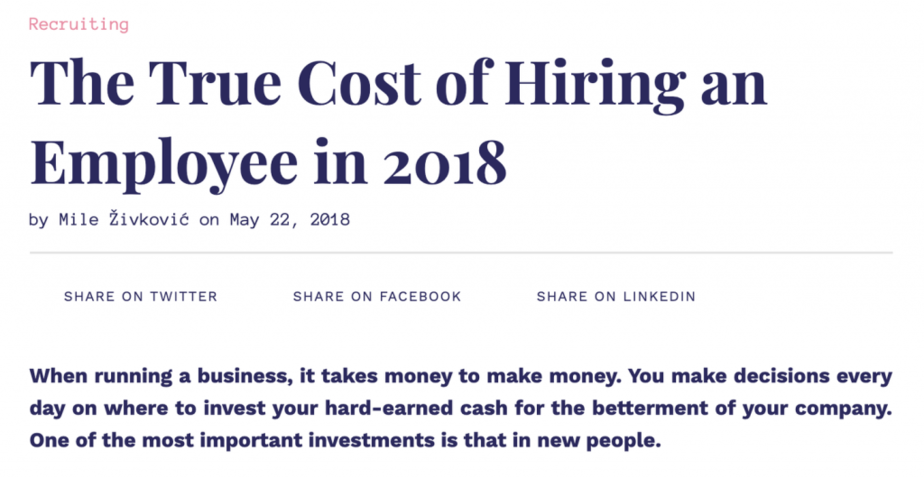 Cost Of Hiring Content Example