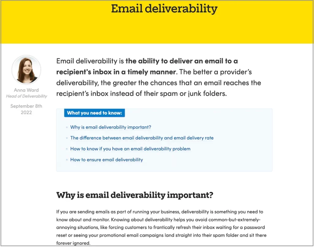 email deliverability definition fio