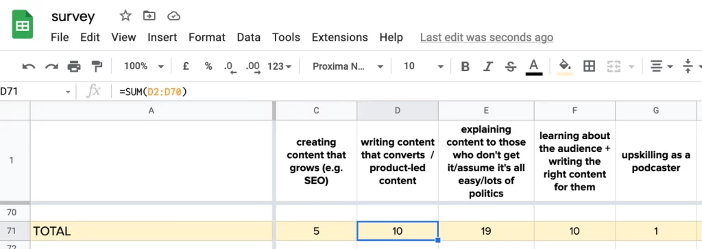 quantify open ended survey responses